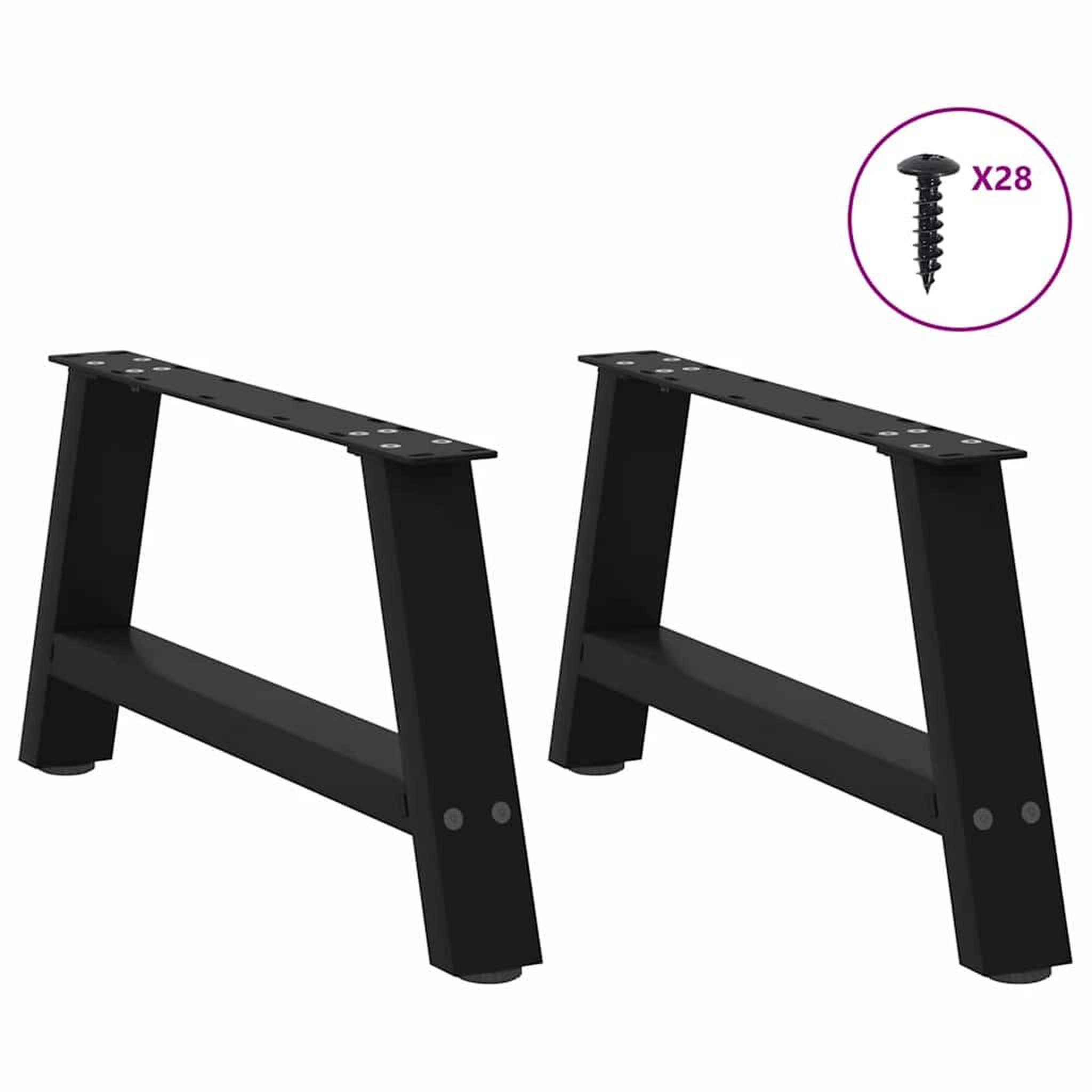 Voir la diapositive 3 : VIDAXL Pieds de table basse forme de A 2 pcs noir 70x(30-31) cm acier