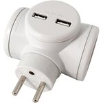 WATT AND CO Multiprise Biplite 2x16A rotative + USB 2.4A Blanc