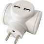 Voir la diapositive 1 : WATT AND CO Multiprise Biplite 2x16A rotative + USB 2.4A Blanc