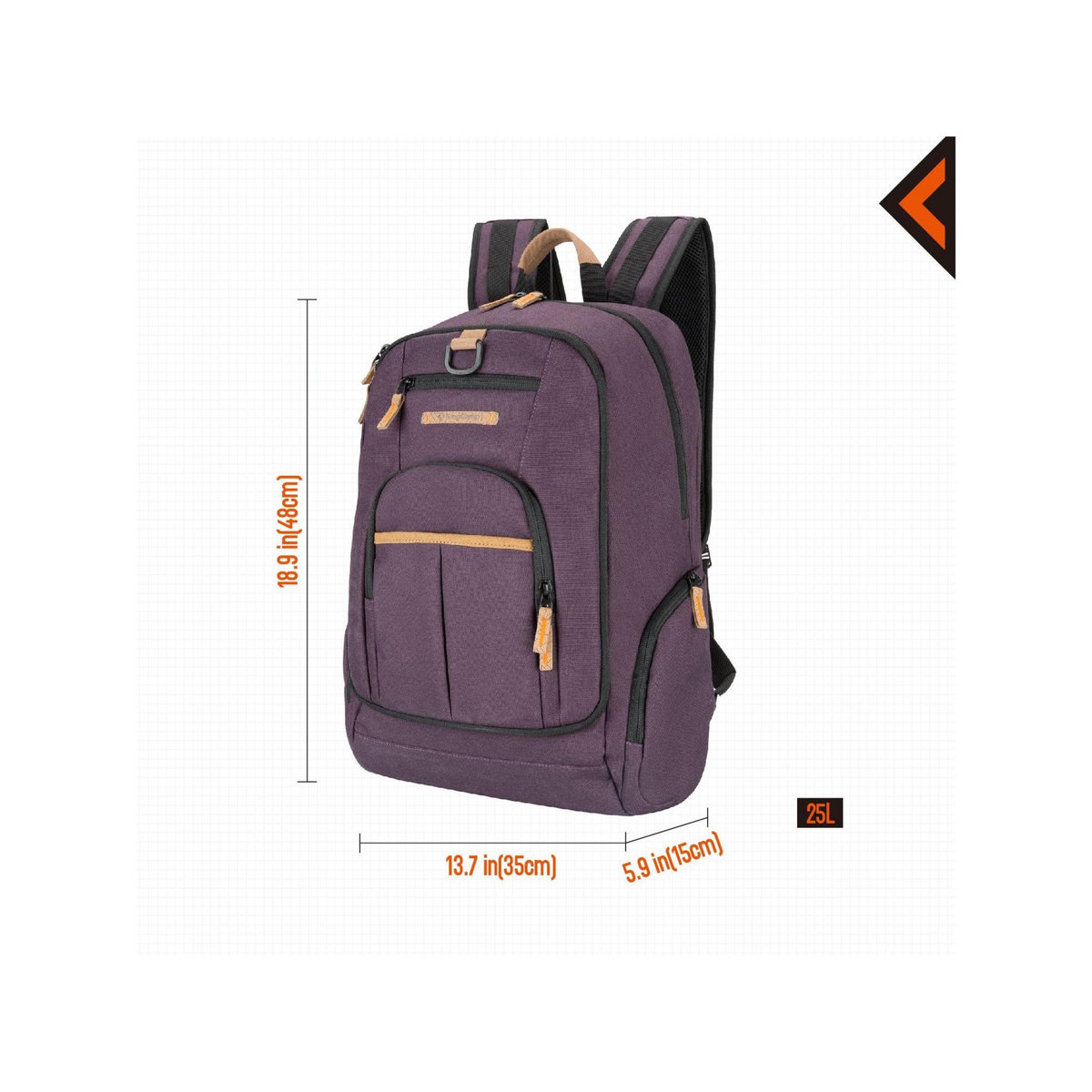 KINGCAMP Sac à dos - Kingcamp - Modèle Arches - Violet - 35 x 15 x 48 cm