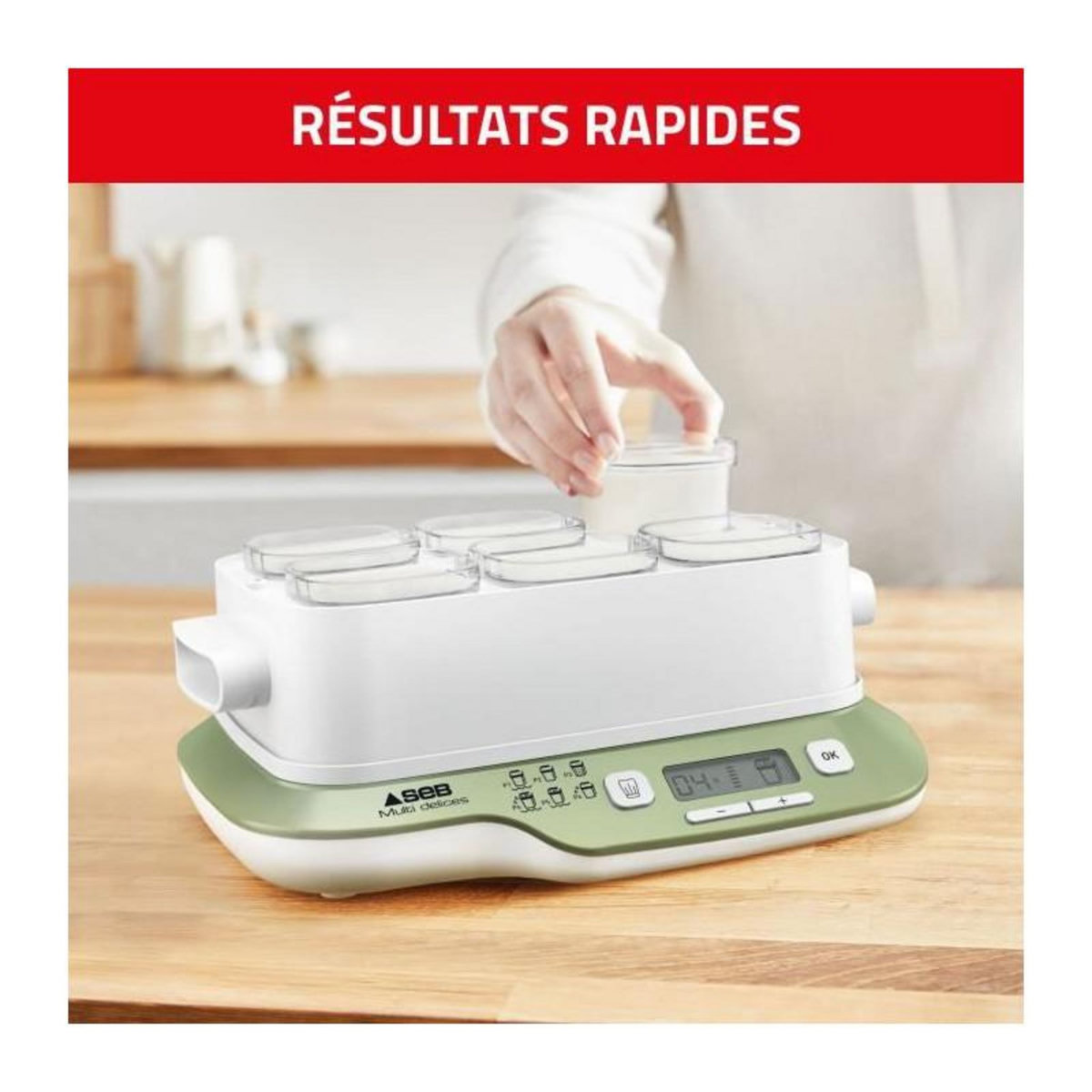 SEB SEB Yaourtiere 6 pots, 6 programmes dont 1 mode express, Yaourts et desserts maison, Utilisation simple, Fabriqué en France YG6