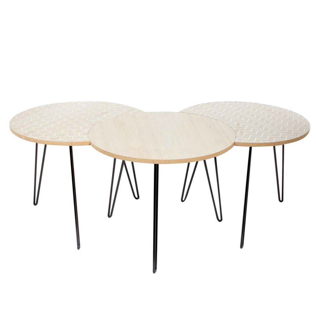 The Home Deco Factory 3 Tables Scandinaves - Diam. 45 cm