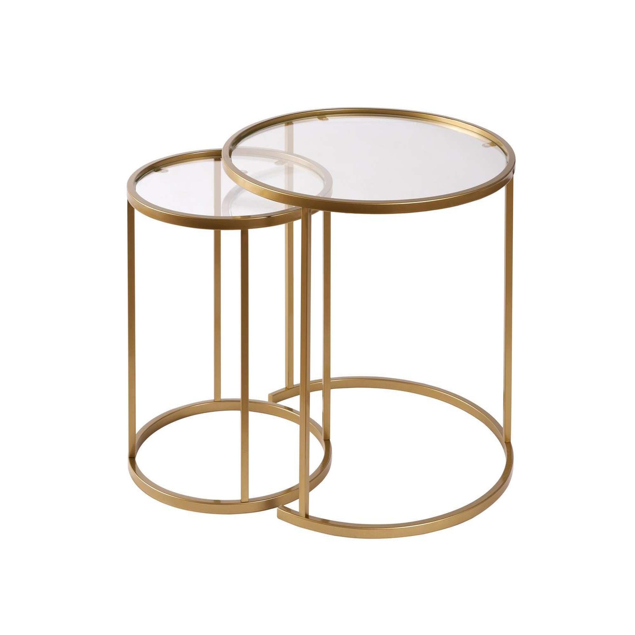Habitat et Jardin Lot de 2 tables basses en métal  aurum  - 60 x 60 x 43 cm - or transparent