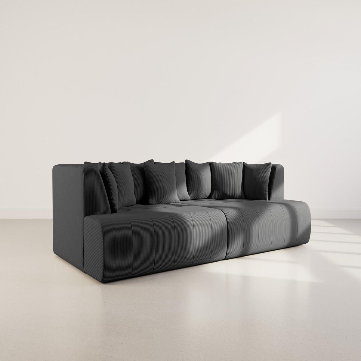 LISA DESIGN Onyx - canapé droit 4 places avec double méridienne - assise profonde - en velours côtelé