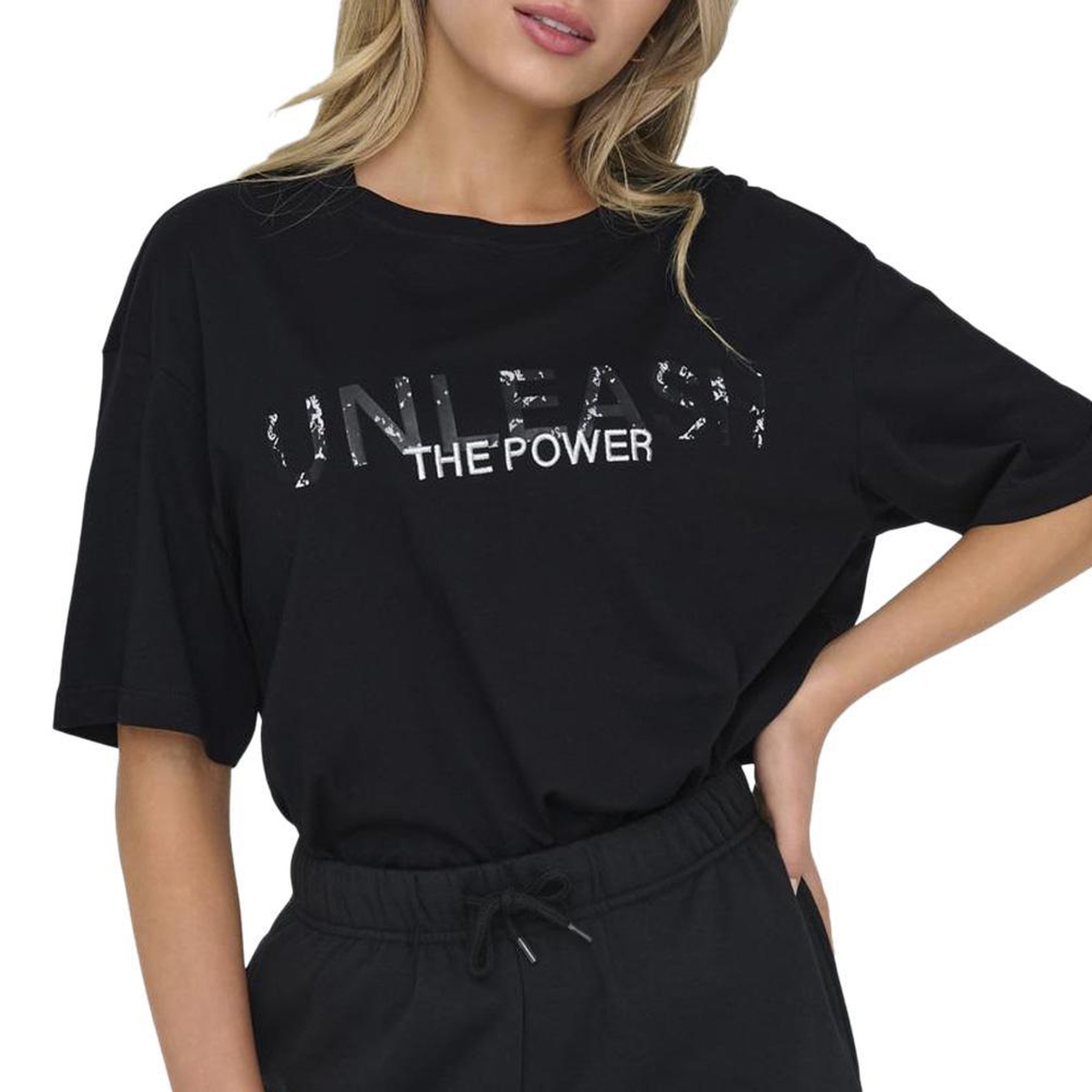 Only T-shirt Noir Femme Only Space Life. Coloris disponibles : Noir