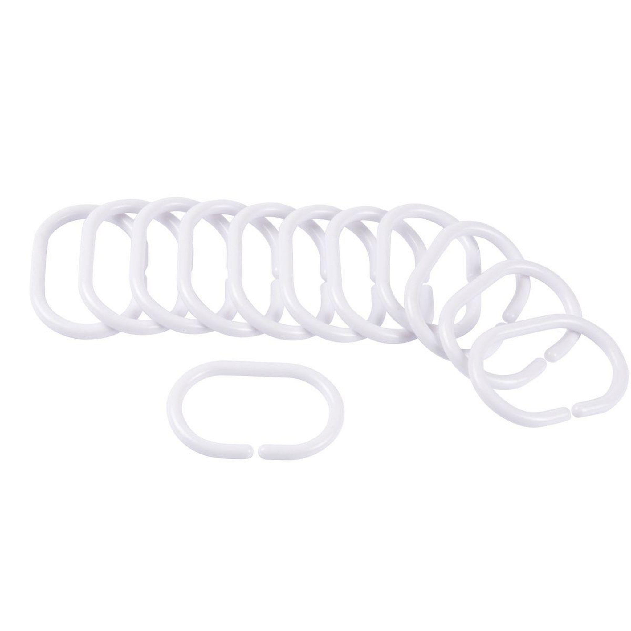 Douceur d'Intérieur Lot de 12 anneaux de rideau de douche  vitamine ii  6cm blanc