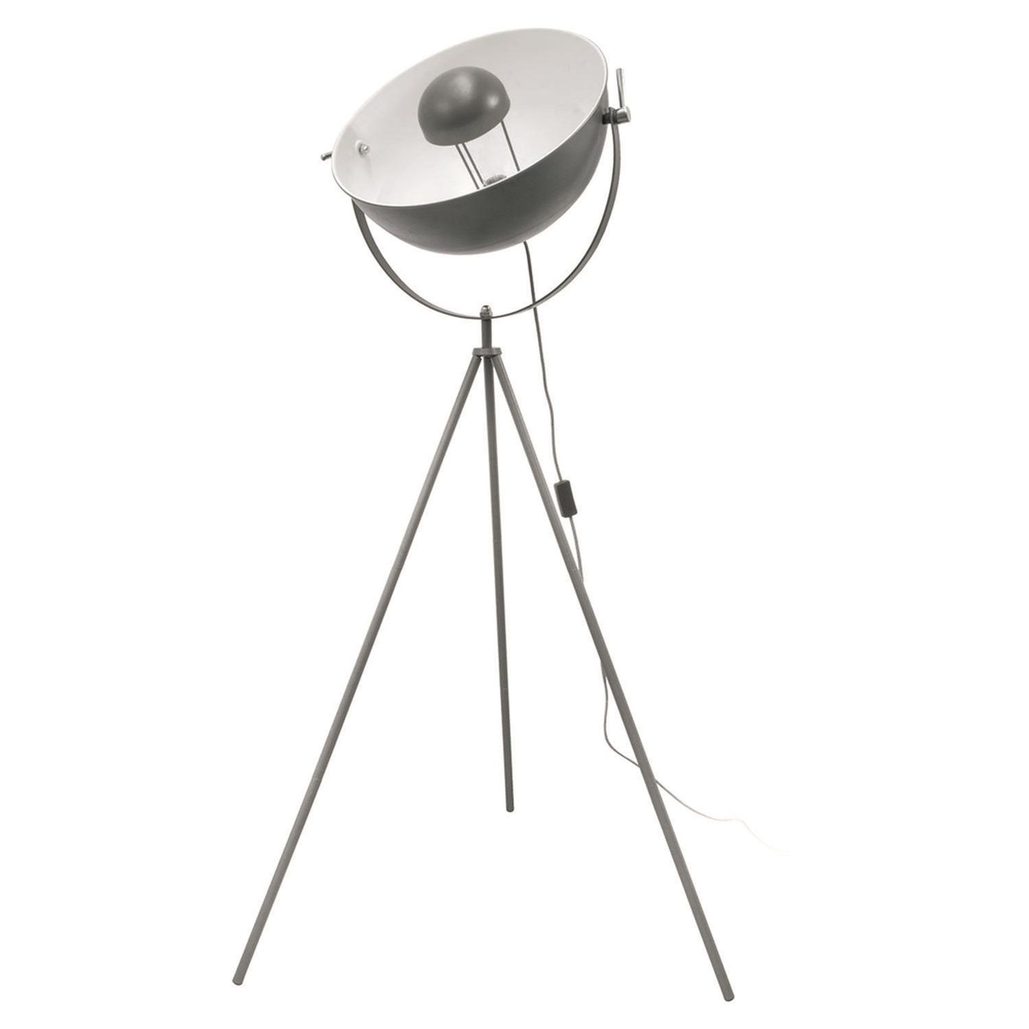 The Home Deco Factory Lampadaire trépied en métal cinéma - h. 145 cm - gris