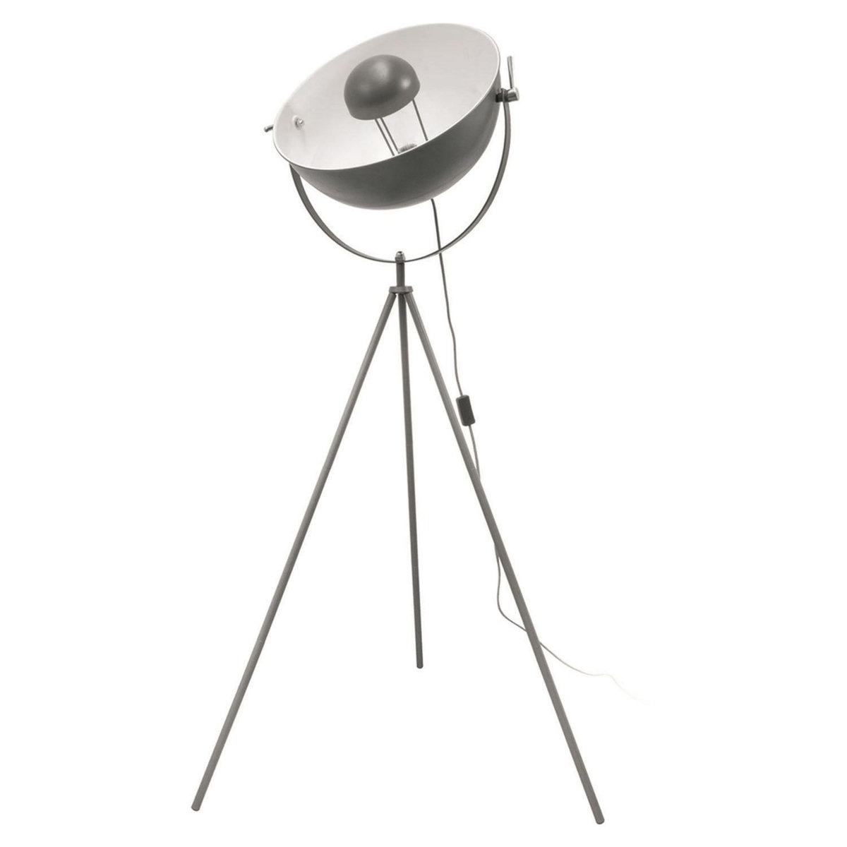 The Home Deco Factory Lampadaire trépied en métal Cinéma - H. 145 cm - Gris