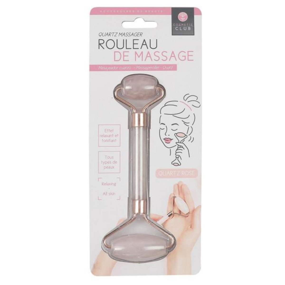 Paris Prix Rouleau de Massage Quartz  Jade  14cm Rose