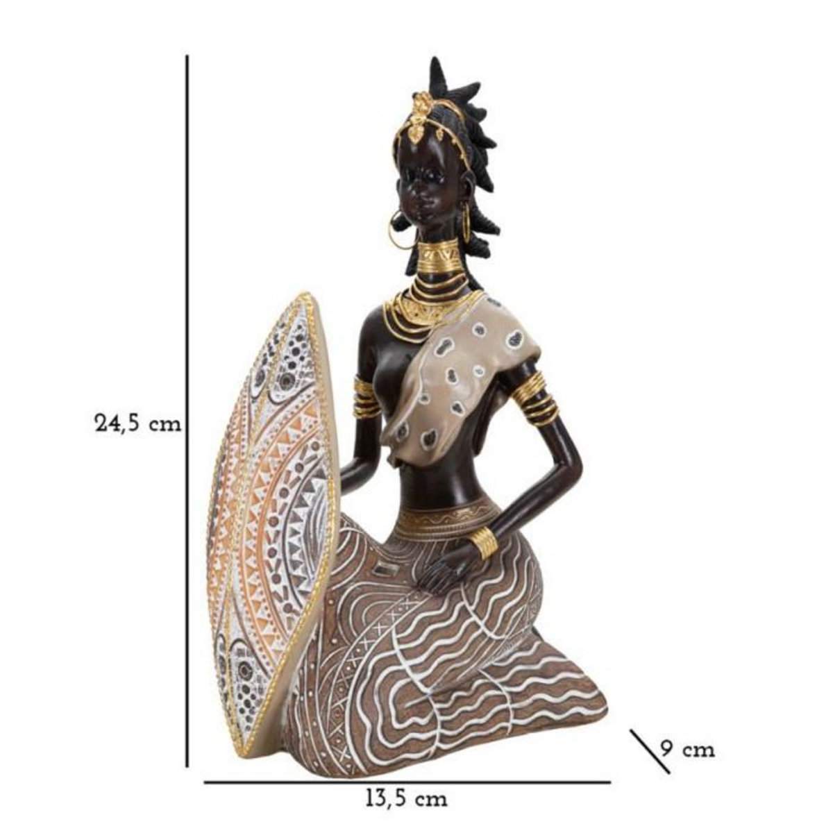 Paris Prix Statuette Déco Femme  Tribal Masai  24cm Multicolore
