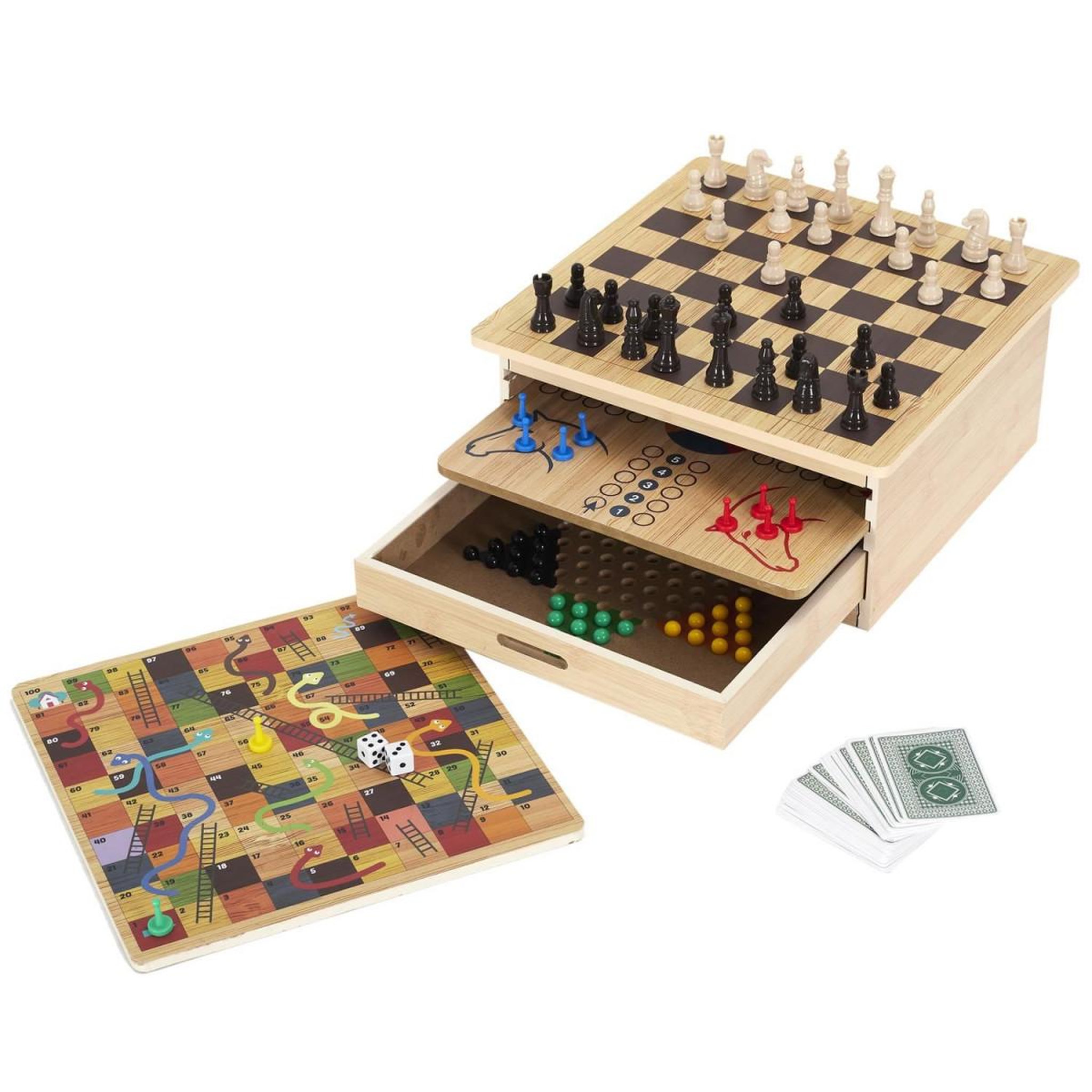 MISTER GADGET Coffret jeu de société 10 en 1  wooden  32cm naturel