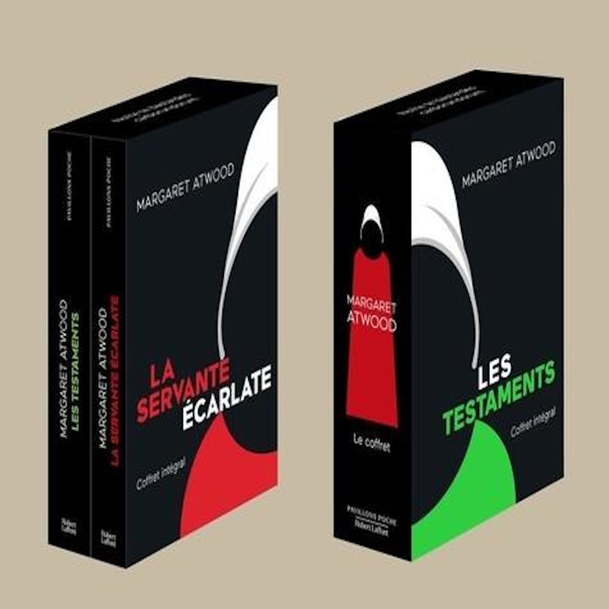 LA SERVANTE ECARLATE ; LES TESTAMENTS. COFFRET EN 2 VOLUMES, AVEC 1 AFFICHE ET 6 CARTES POSTALES, Atwood Margaret