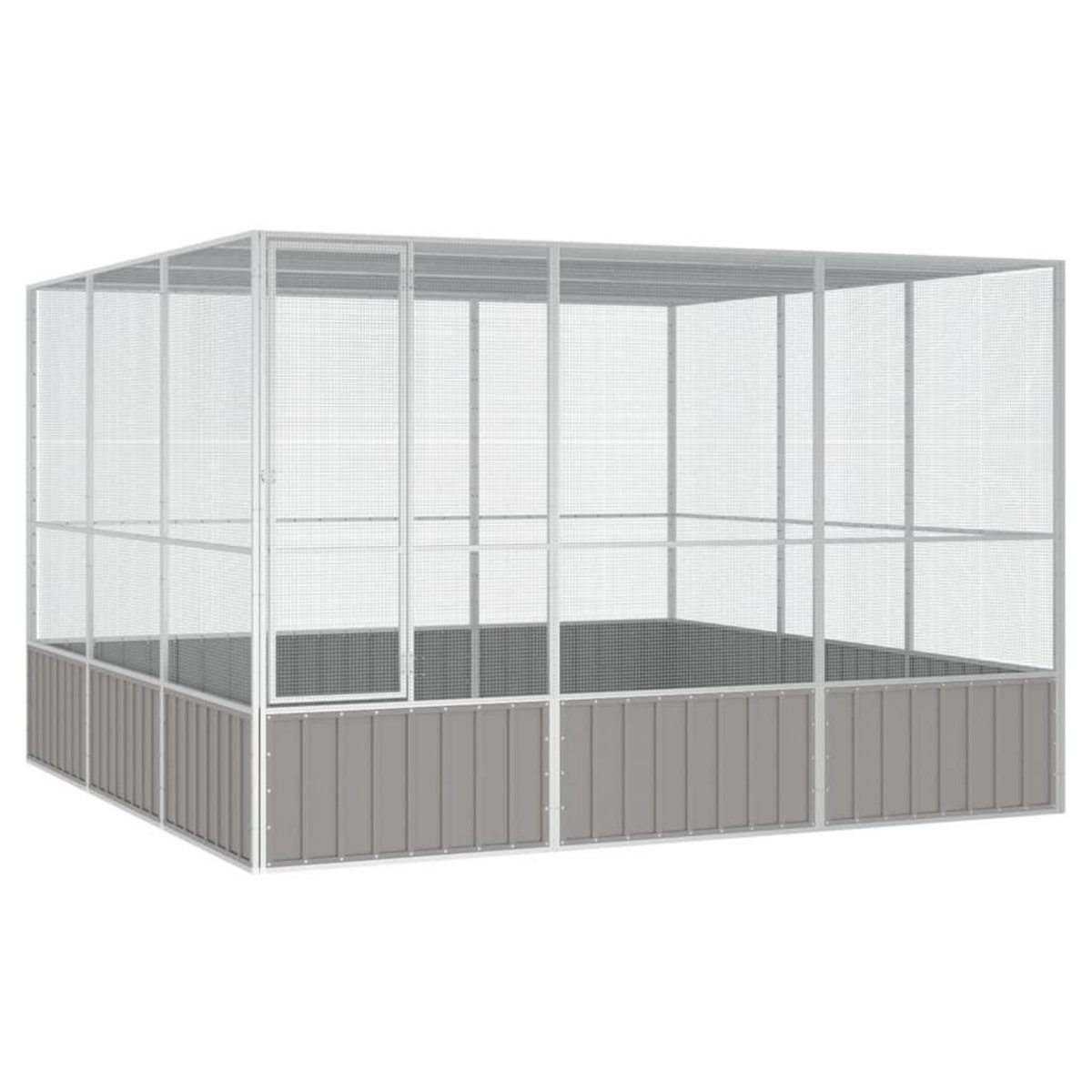 VIDAXL Cage a oiseaux Gris 302,5x324,5x211,5 cm Acier galvanise