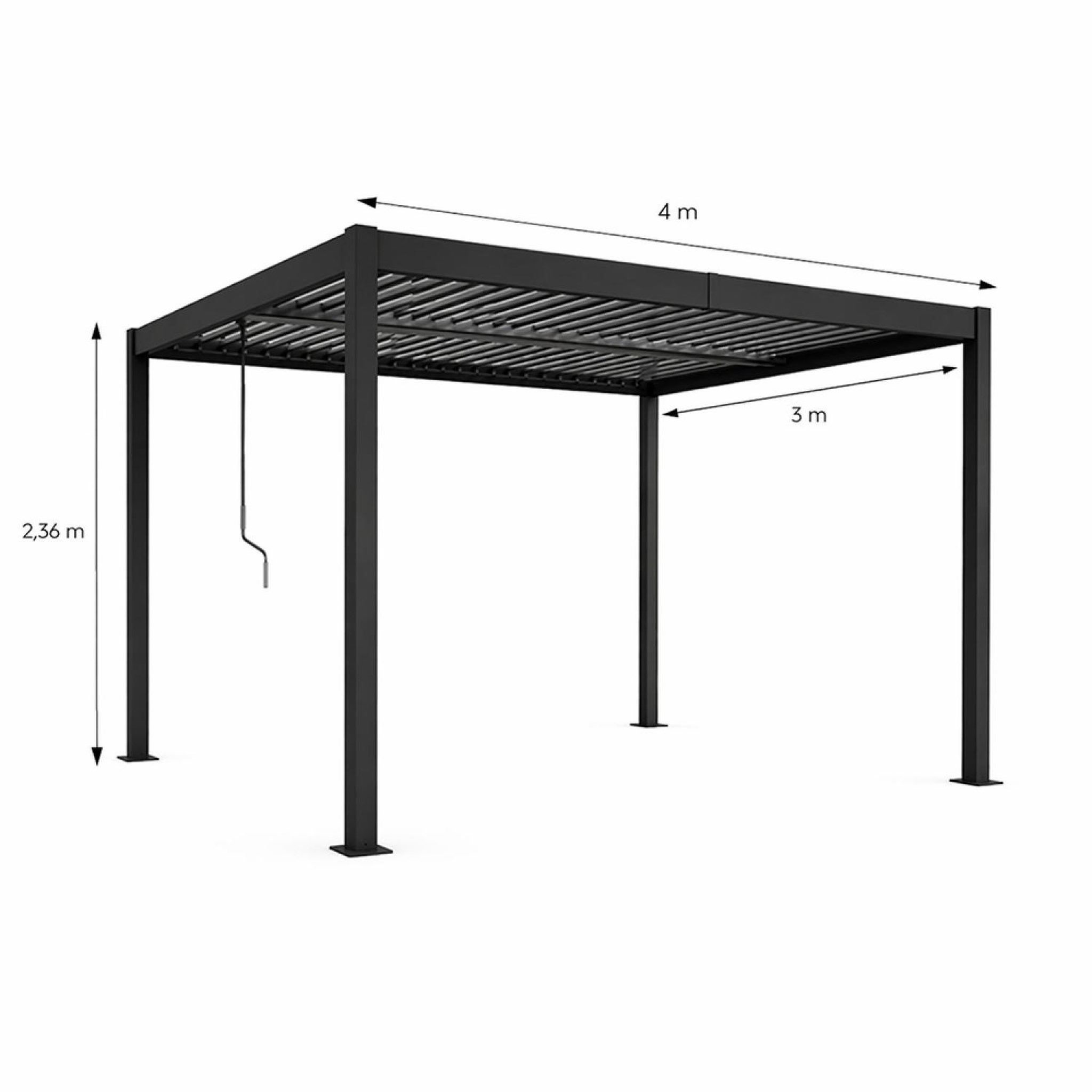 Voir la diapositive 3 : CONCEPT USINE Pergola bioclimatique structure et lames orientables en aluminium noir 4x3m rhodes