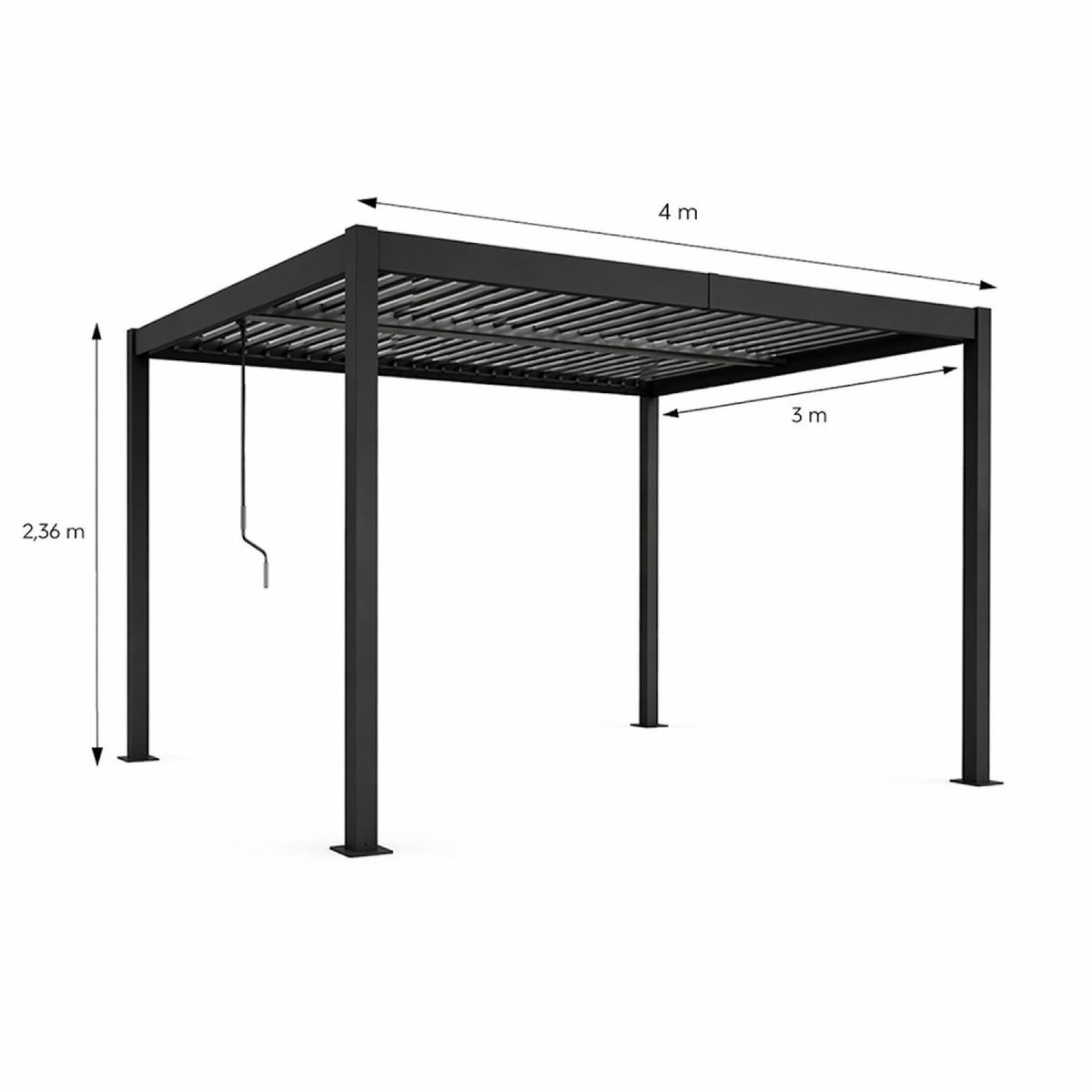 CONCEPT USINE Pergola bioclimatique structure et lames orientables en aluminium noir 4x3m RHODES