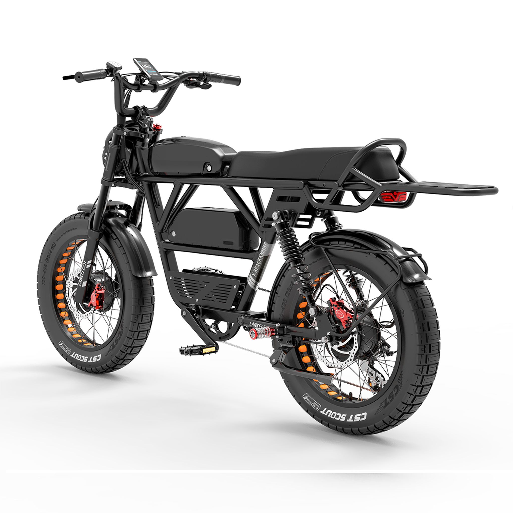 Voir la diapositive 3 : LANKELEISI Vélo électrique LANKELEISI X-Black Knight, style moto, double moteur, double batterie Samsung 48 V 45 Ah