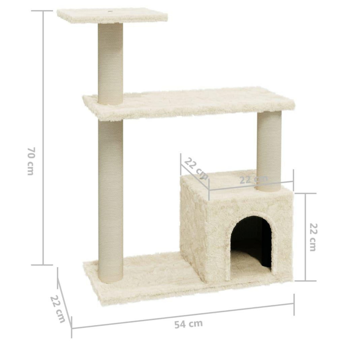 VIDAXL Arbre a chat avec griffoirs en sisal Creme 70 cm