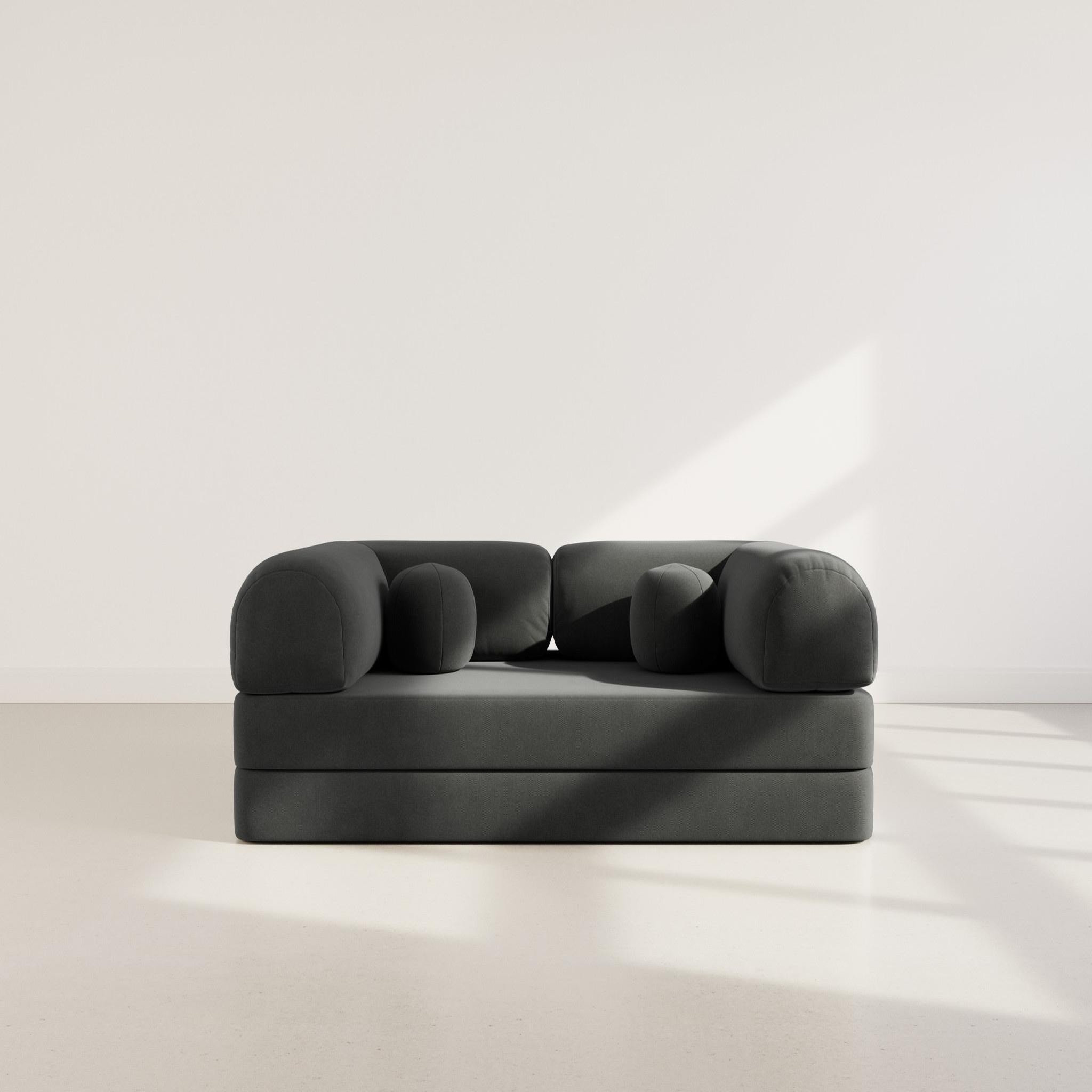 Voir la diapositive 5 : BEST MOBILIER Nebula - canapé 3 places convertible en velours texturé