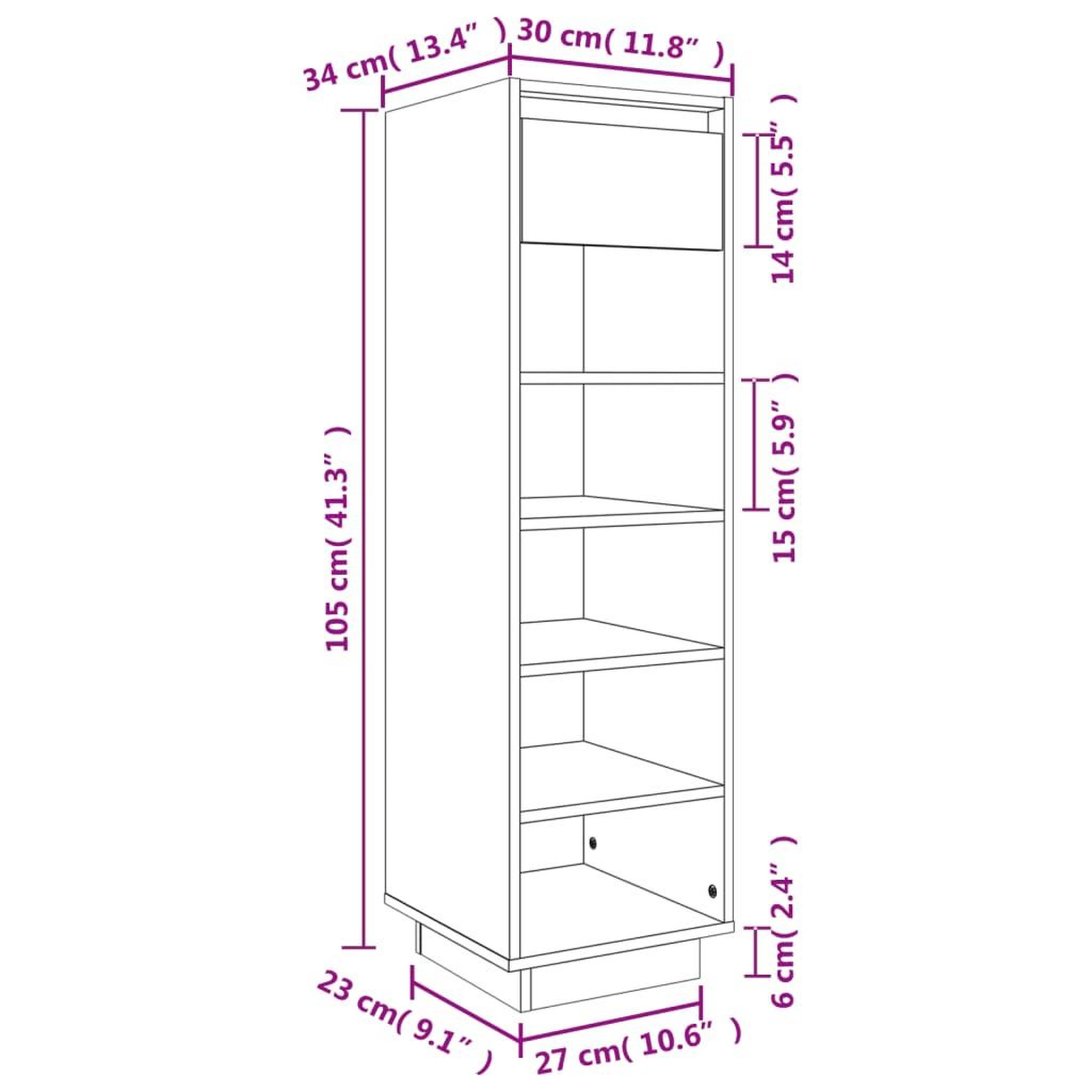 Voir la diapositive 6 : VIDAXL Armoire a chaussures marron miel 30x34x105cm bois de pin massif