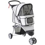PAWHUT Poussette buggy pliable animaux chariot pliant chien chat porte-gobelet panier de rangement inclus roues avec frein tissu 600D Oxford métal gris