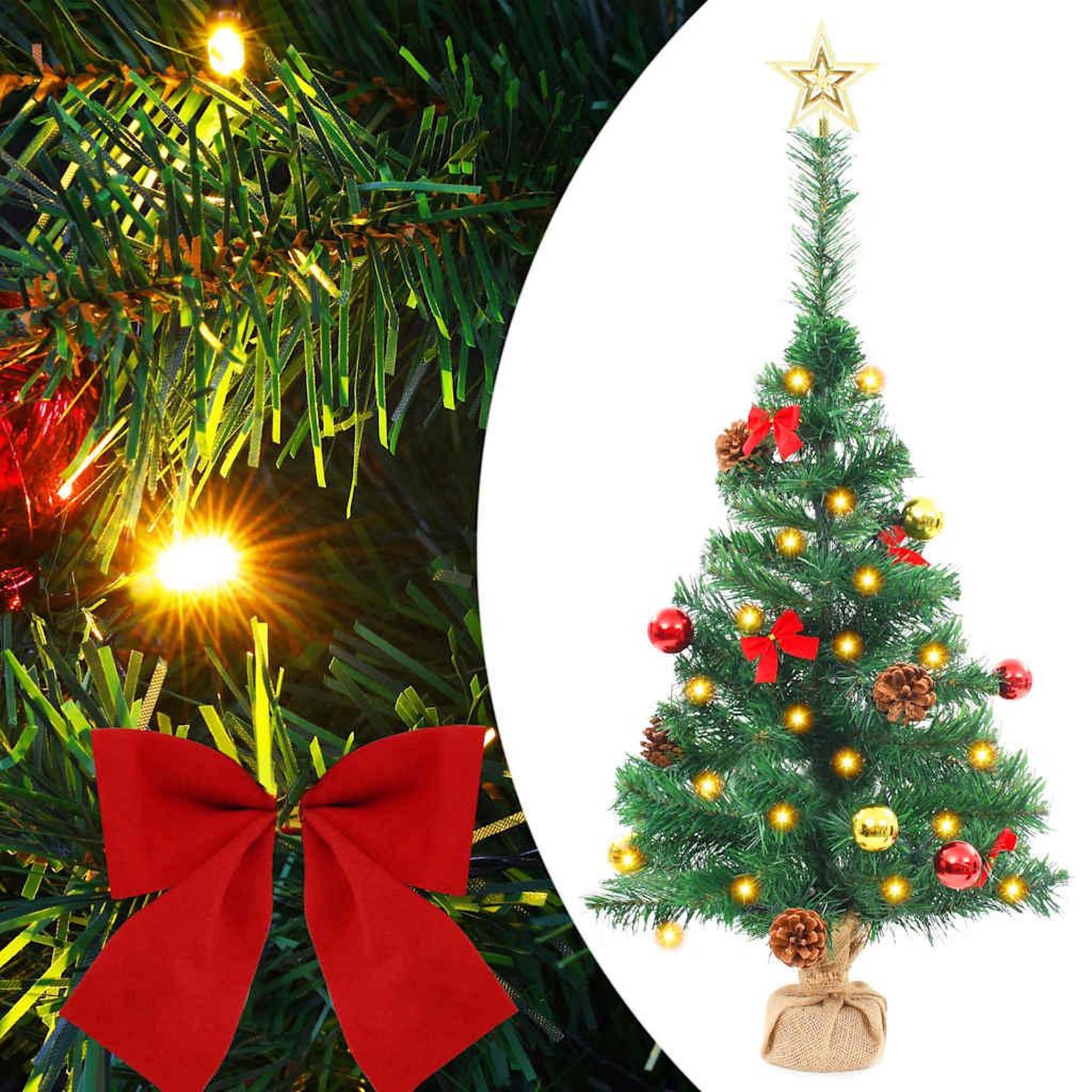 VIDAXL Arbre de Noël artificiel pre-eclaire avec boules vert 64 cm