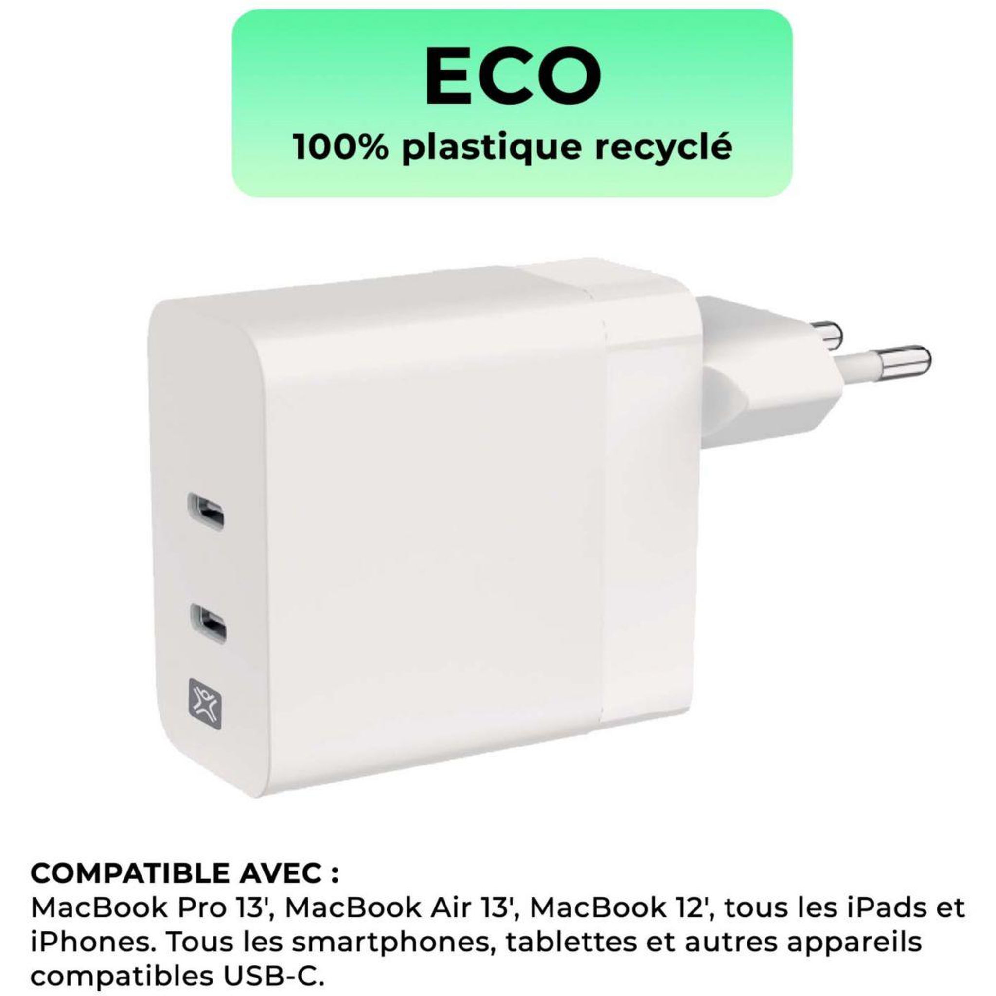 Voir la diapositive 2 : XTREMEMAC Chargeur secteur usb-c 60w macbook pro 13''