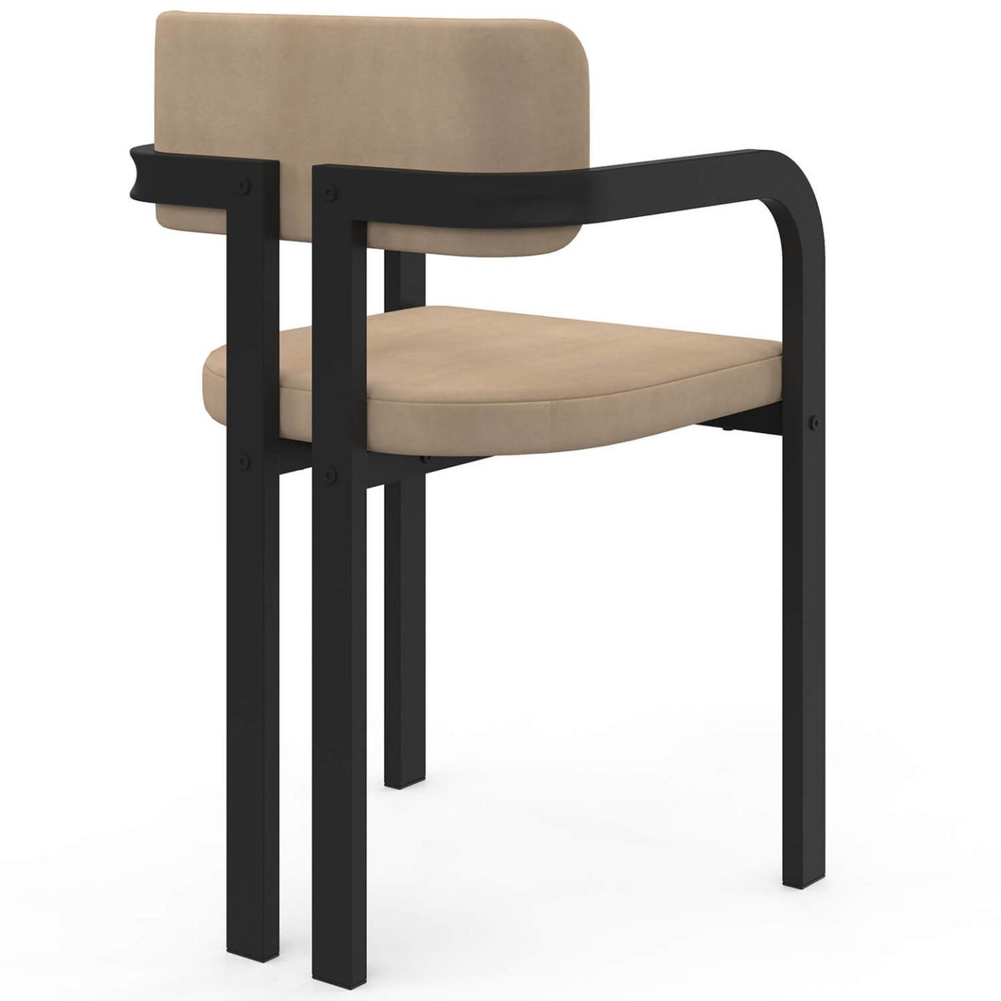 Voir la diapositive 4 : ID MARKET Lot de 4 chaises de salle à manger, fauteuils de table esma en métal noir et velours taupe avec accoudoirs