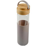 Paris Prix Gourde Bouteille en Verre  Silicone  0,6L Taupe