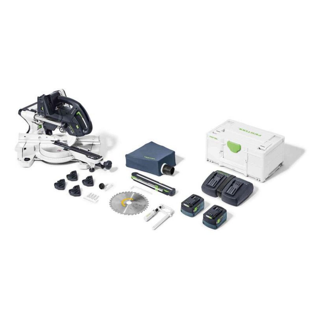 FESTOOL Scie à onglet radiale 2x18V KAPEX KSC 60 EB 5,0 I Plus + 2 batteries 5Ah + chargeur + coffret FESTOOL 577954