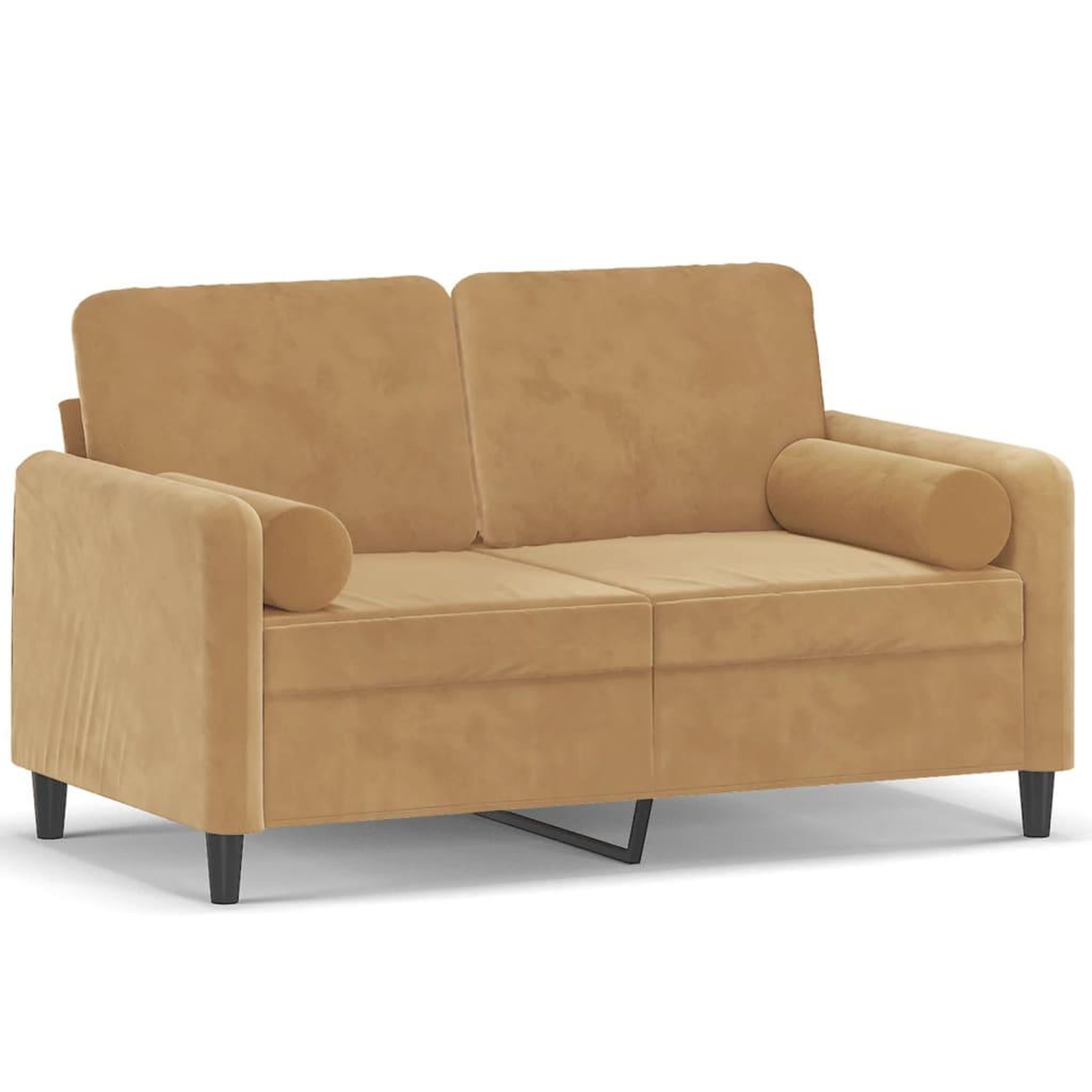 Voir la diapositive 2 : VIDAXL Canape 2 places avec oreillers decoratifs brun 120 cm velours