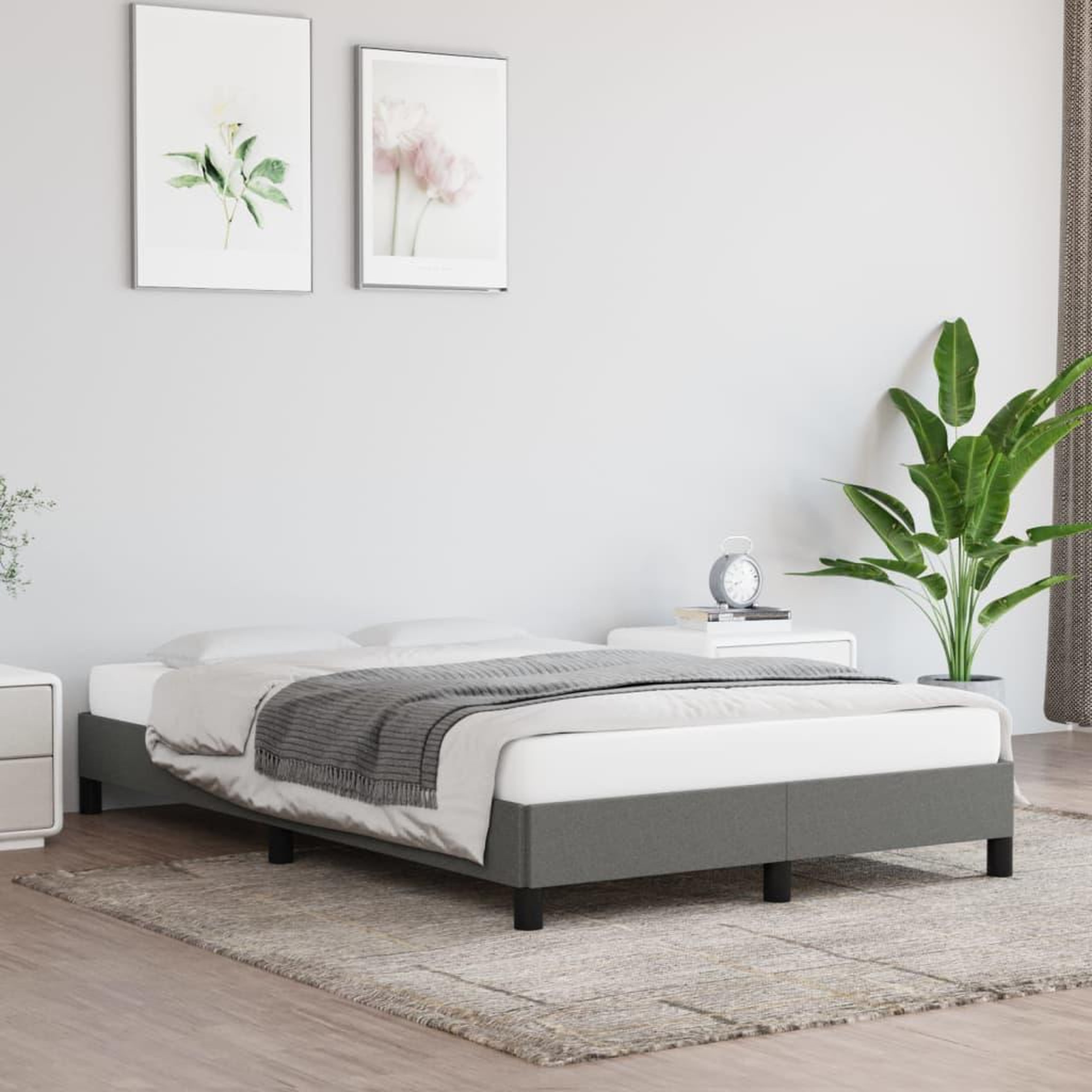 VIDAXL Cadre de lit sans matelas gris fonce 120x190 cm tissu