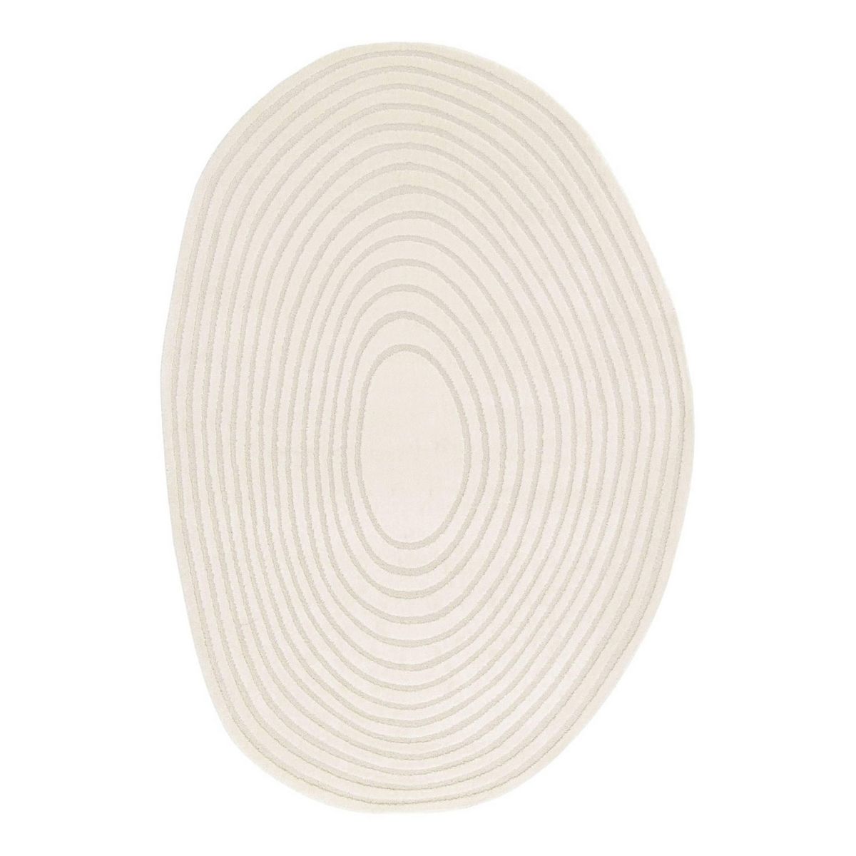 SWEEEK Tapis intérieur forme de galet motif circulaire crème Amanda 160x230cm