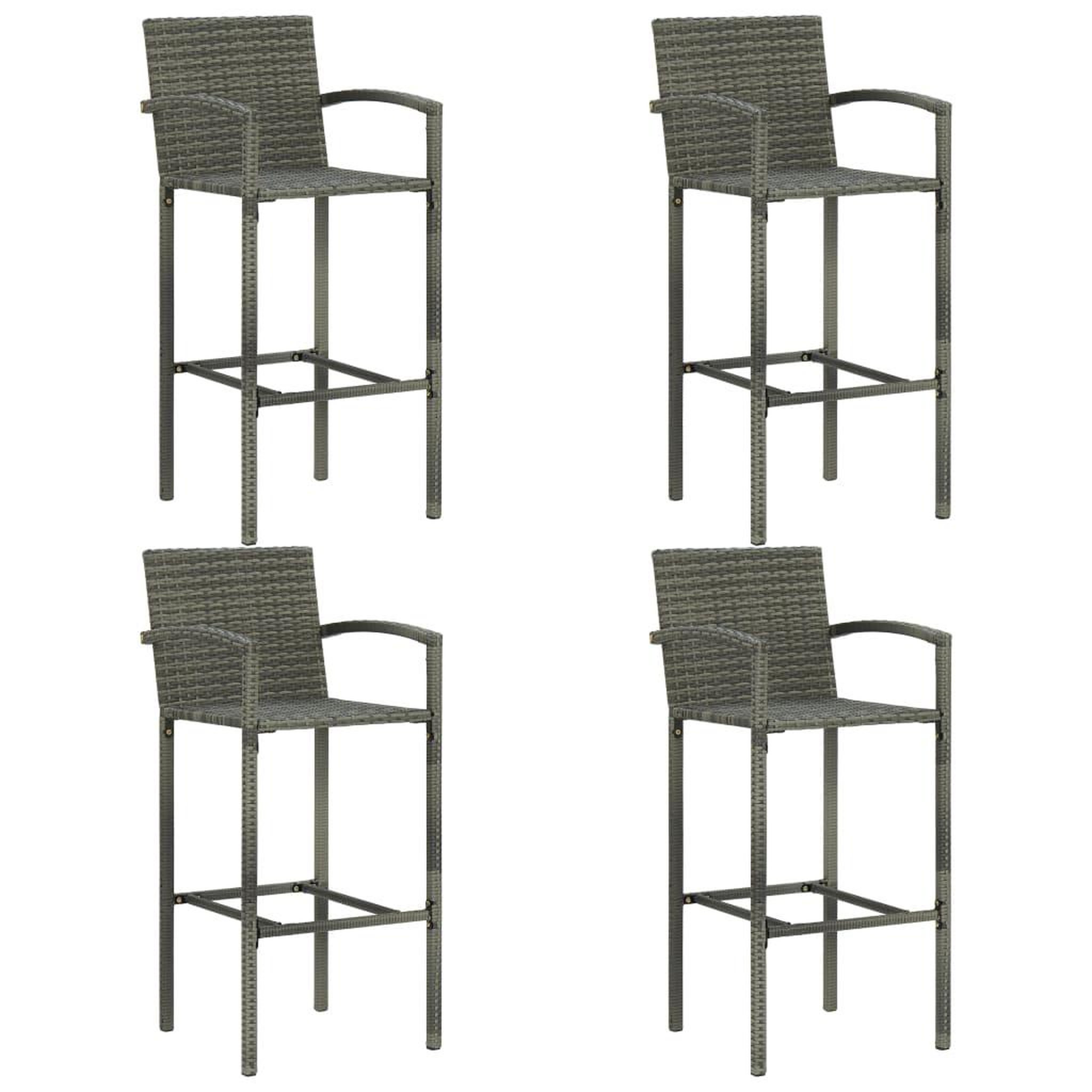 Voir la diapositive 3 : VIDAXL Ensemble de bar d'exterieur 5 pcs accoudoir resine tressee gris