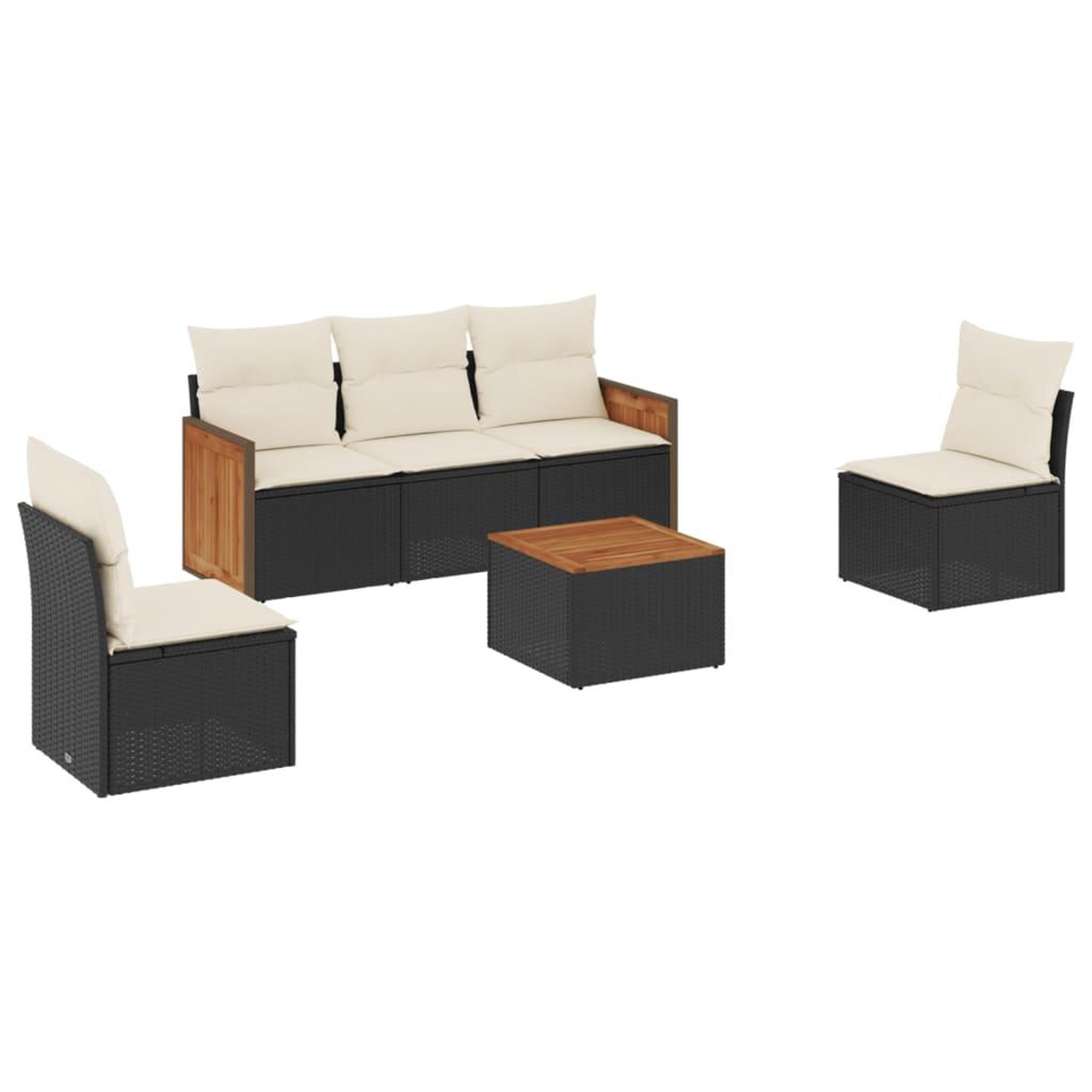 Voir la diapositive 2 : VIDAXL Salon de jardin 6 pcs avec coussins noir resine tressee