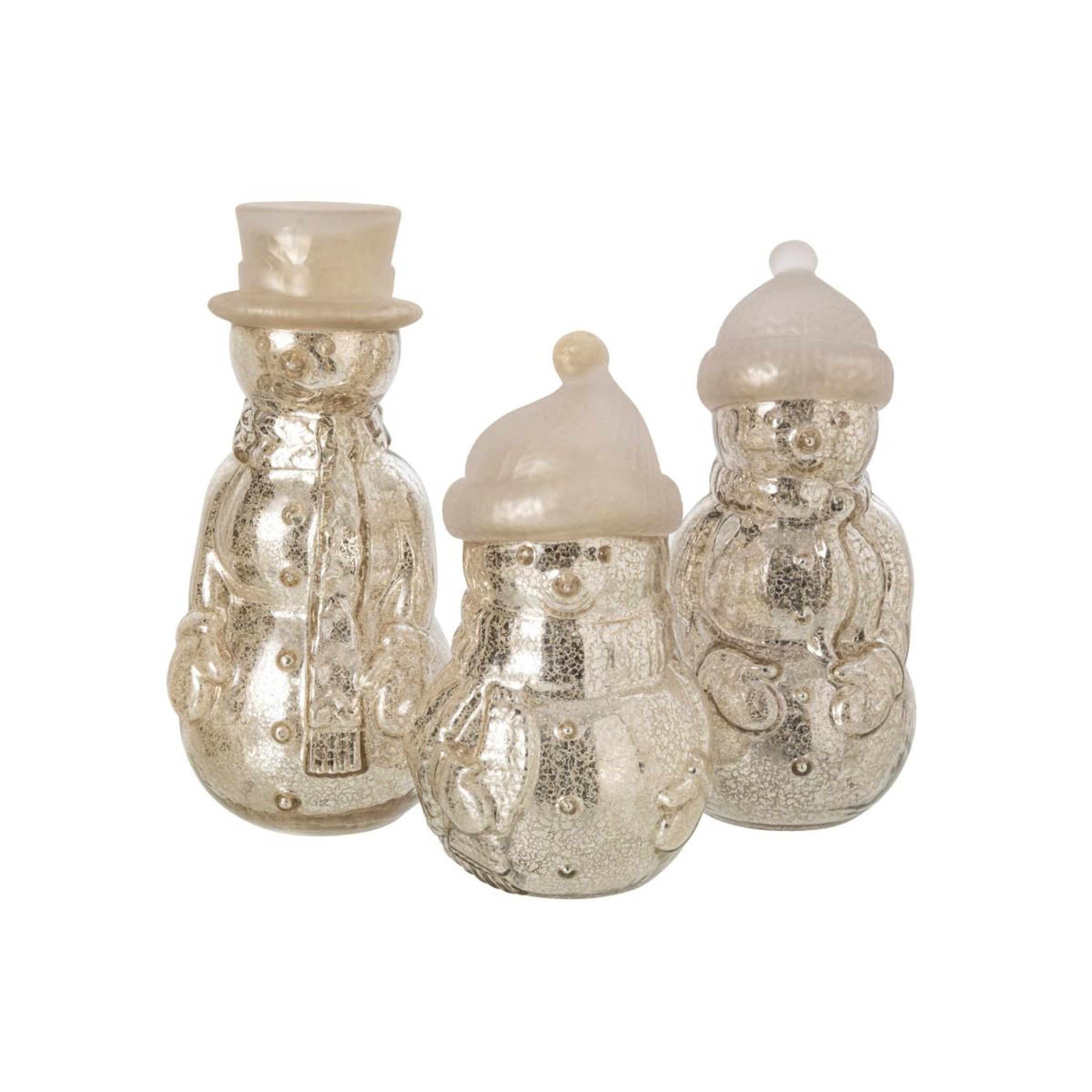 Voir la diapositive 4 : J-LINE Bonhomme de Neige à LED en Verre  Léopoldine  27cm Argent
