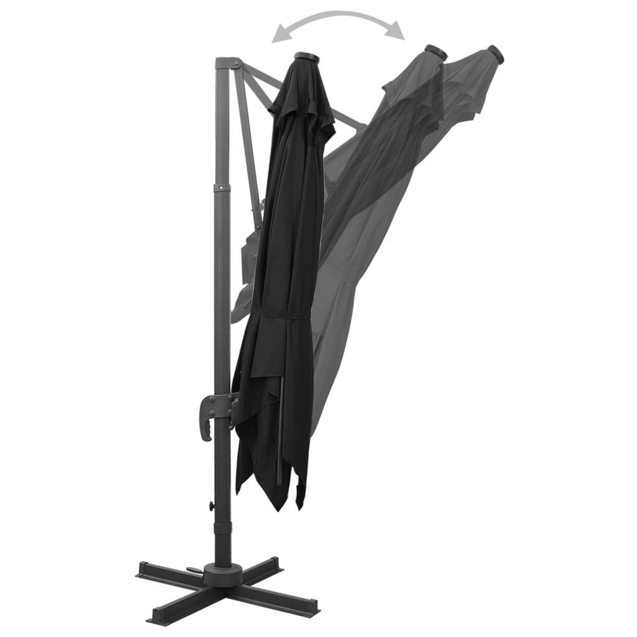 Voir la diapositive 4 : VIDAXL Parasol de jardin en porte-a-faux et mat et lumieres LED noir
