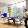 Voir la diapositive 2 : HOMCOM Table de ping pong tennis de table pliable 8 roues - filet, 2 raquettes, 3 balles inclus - noir bleu