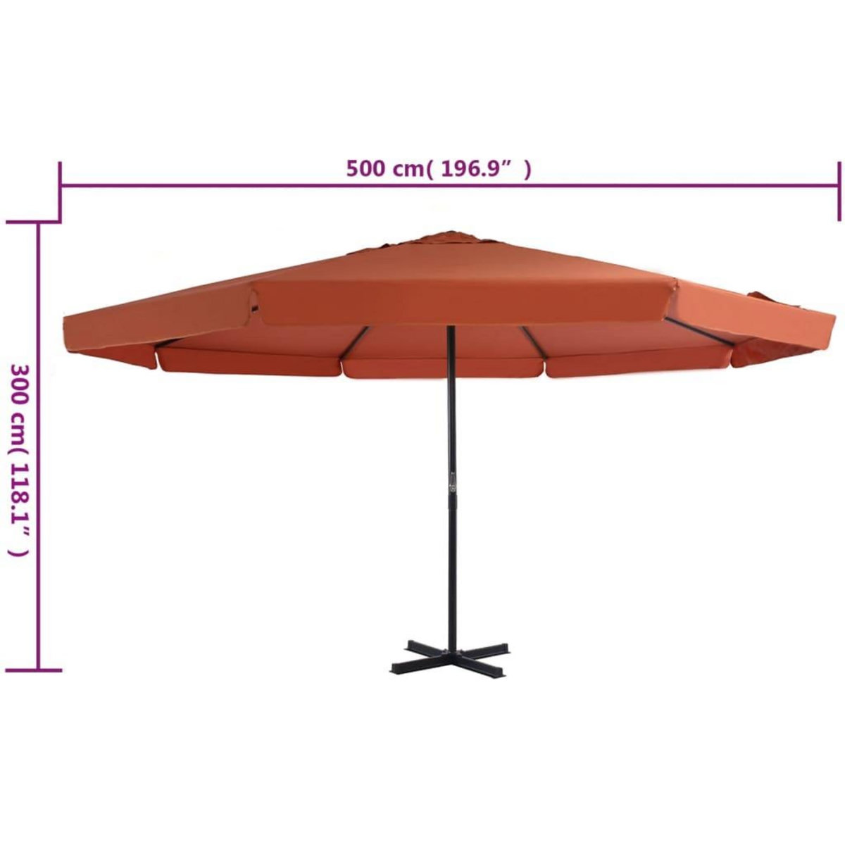 VIDAXL Parasol d'exterieur avec mat en aluminium 500 cm terre cuite