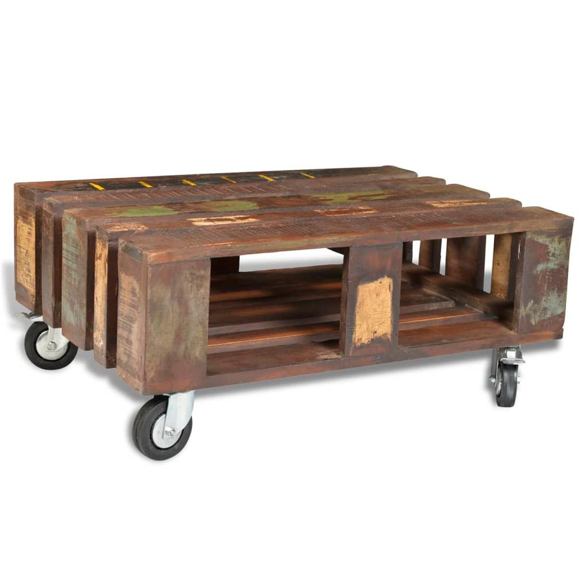 Voir la diapositive 2 : VIDAXL Table basse avec 4 roulettes Bois recycle