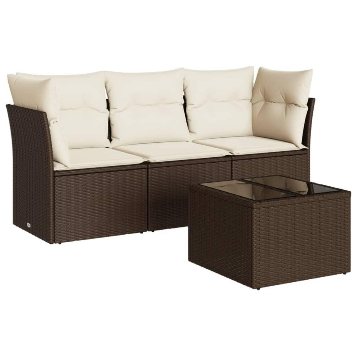 VIDAXL Salon de jardin 4 pcs avec coussins marron resine tressee