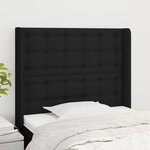 VIDAXL Tete de lit avec oreilles Noir 83x16x118/128 cm Tissu