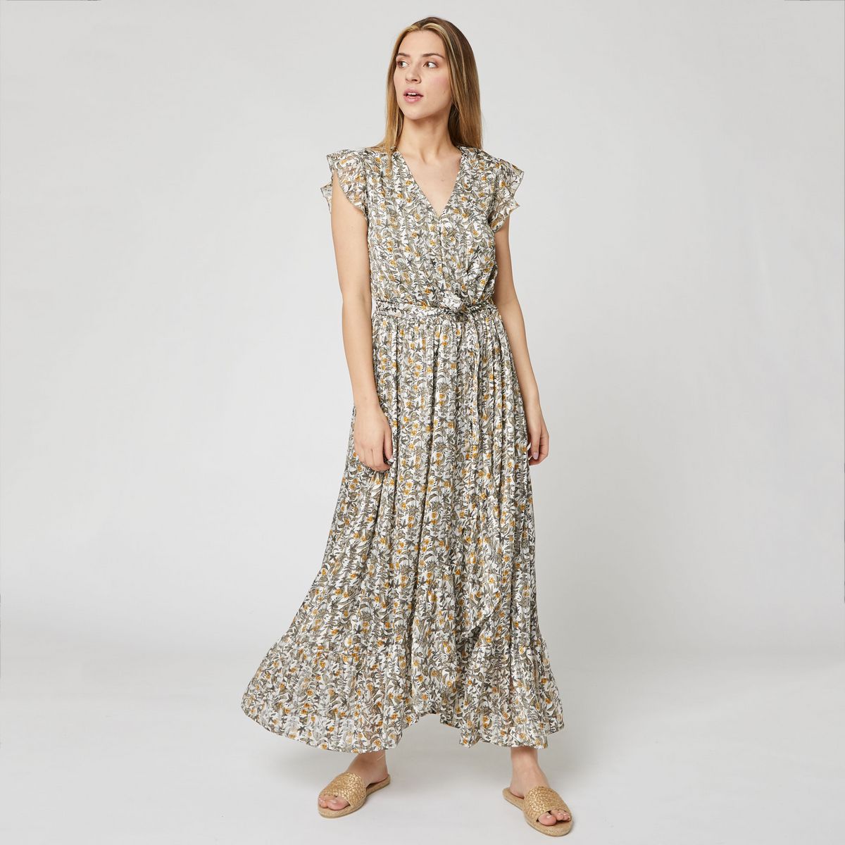 IN EXTENSO Robe longue avec volants fleurie femme 