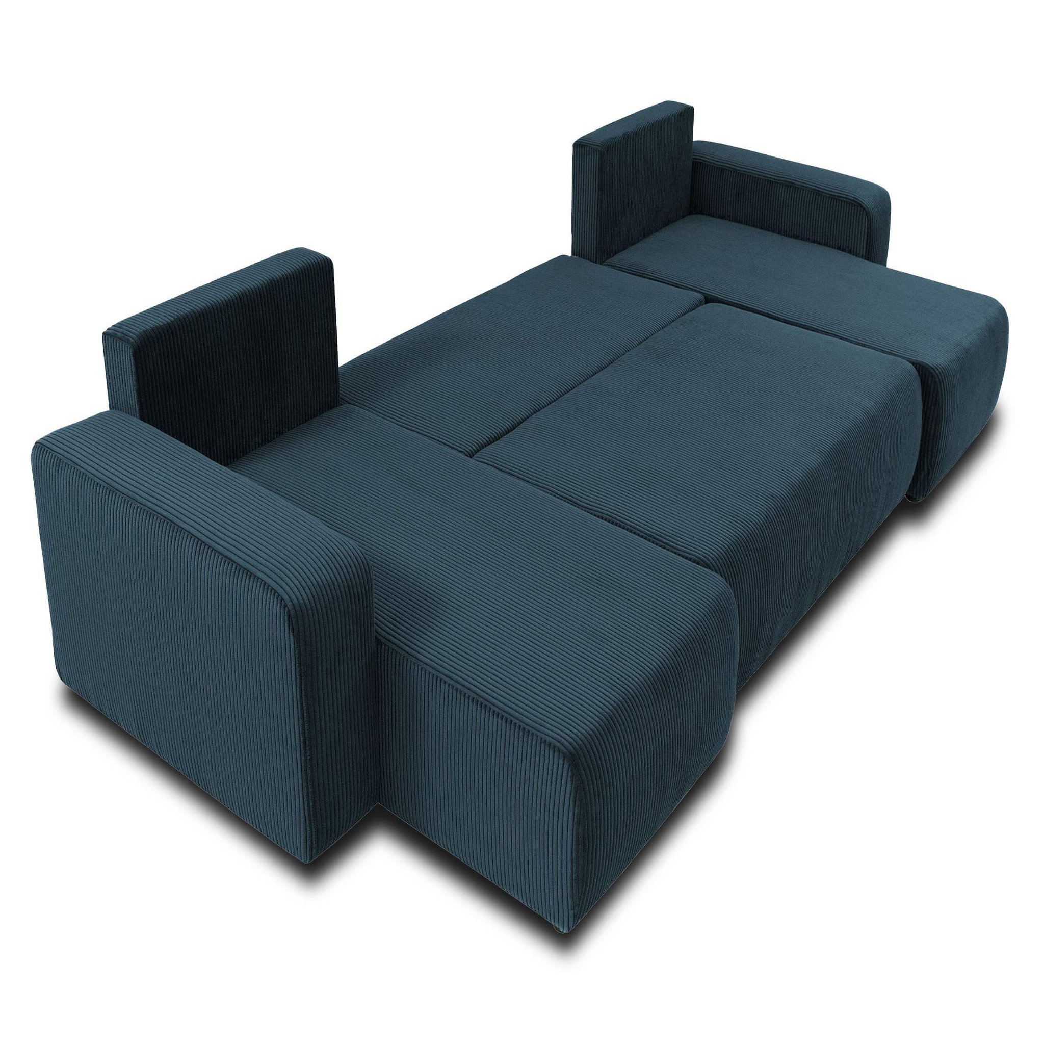 Voir la diapositive 3 : BEST MOBILIER Artemisa - canapé panoramique en u - 7 places - convertible avec coffre - en velours côtelé