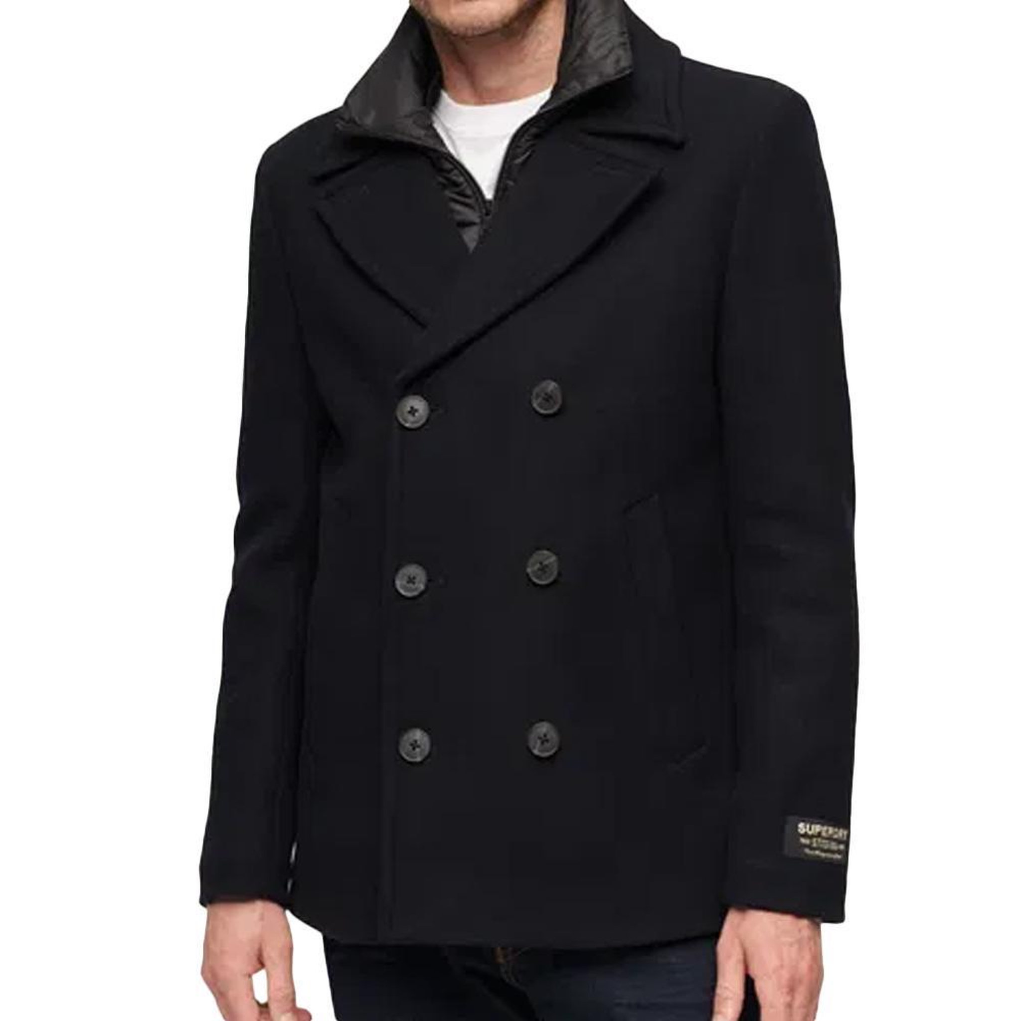 SUPERDRY Manteau marine homme superdry studios wool. Coloris disponibles : Bleu