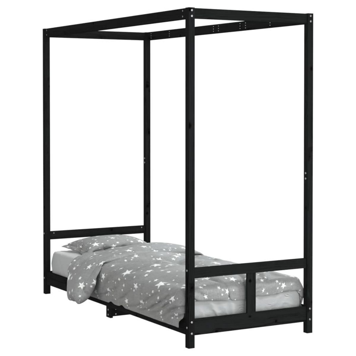 VIDAXL Cadre de lit pour enfants noir 80x200 cm bois de pin massif