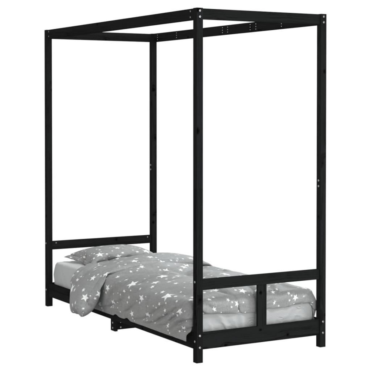 VIDAXL Cadre de lit pour enfants noir 80x200 cm bois de pin massif