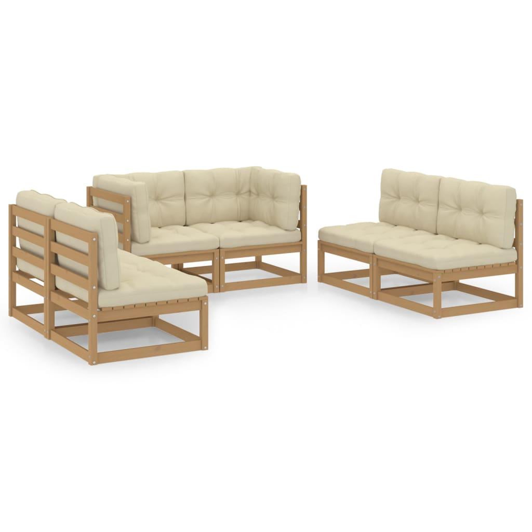 Voir la diapositive 2 : VIDAXL Salon de jardin 6 pcs avec coussins Bois de pin massif