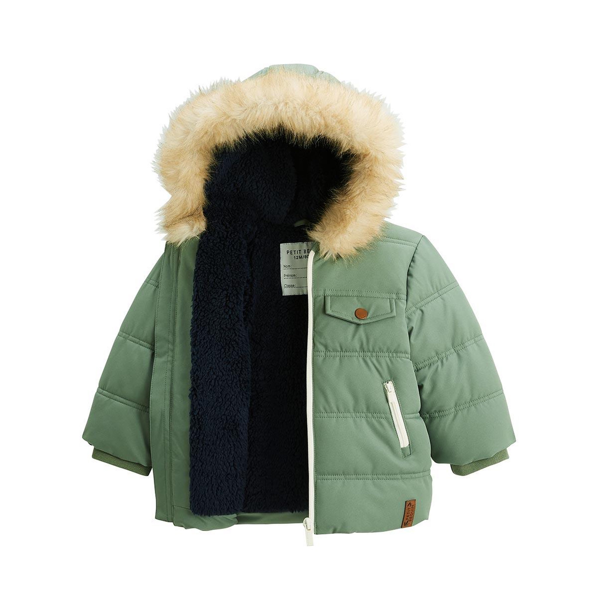 Voir la diapositive 3 : PETIT BEGUIN Doudoune enfant imperméable doublée sherpa avec capuche anouk