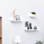 Voir la diapositive 4 : HOMCOM Lot de 3 étagères murales flottantes - design contemporain courbé - kit fixation inclus - MDF blanc