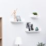 Voir la diapositive 4 : HOMCOM Lot de 3 étagères murales flottantes - design contemporain courbé - kit fixation inclus - MDF blanc